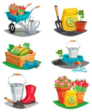 Set Of Isolated Garden Design Compositions Ilustración de archivo