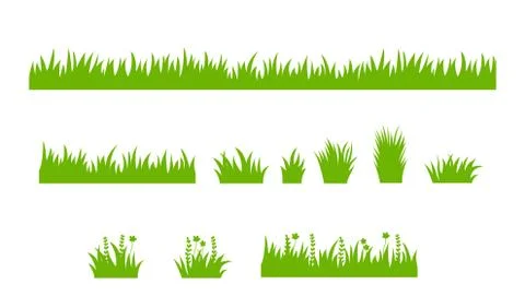 Set of isolated green grass design flat vector illustration on white background Stock Illustration