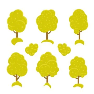 Set of isolated green trees. Stock Illustration
