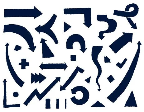 Set of isolated hand drawn arrows on white background. Vector graphics Stock Illustration