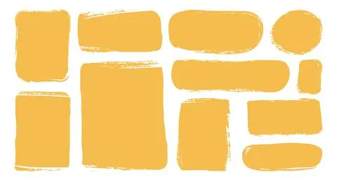 Set isolated hand drawn yellow doodle grunge textured textboxes. Illustrazione stock