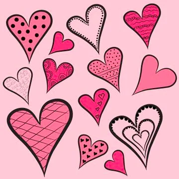 Set of isolated hearts. Stock Illustration