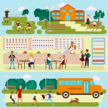 Set of Isolated illustrations of school banners Stock Illustration