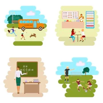 Set Isolated illustrations of school Stock Illustration