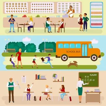 Set Isolated illustrations of school Stock Illustration