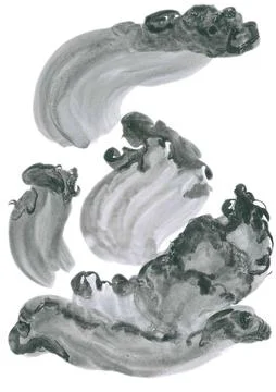 Set of isolated images of waves with fluffy crest in grayscale Stock Illustration