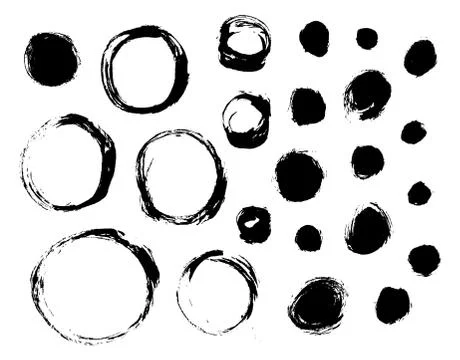 Set of isolated ink spots and circles Stock Illustration