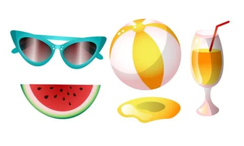 Set of isolated items for beach summer holidays vector illustration Stock Illustration