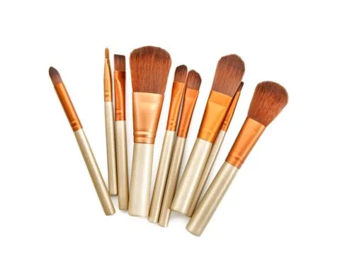 Set of isolated make-up brushes Stock Photos