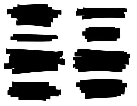 Set of isolated maker strokes, bold lines and marker stripe, set of pencil .. Stock Illustration