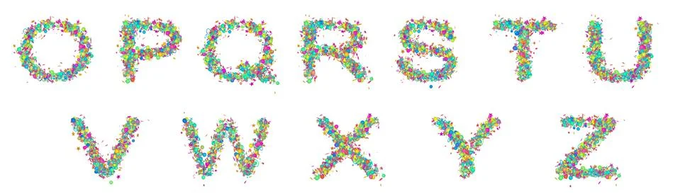 Set of isolated multicolored fun letters. Stock Illustration
