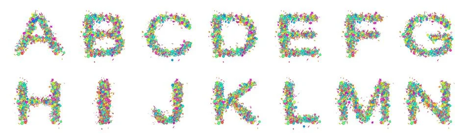 Set of isolated multicolored fun letters. Stock Illustration