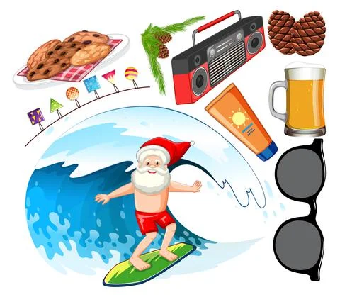 Set of isolated objects of christmas summer theme Stock Illustration