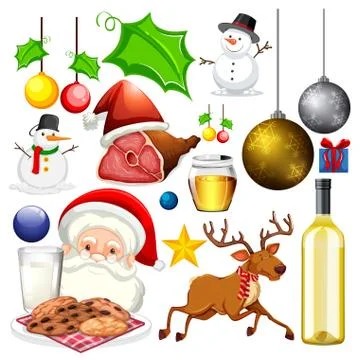 Set of isolated objects of christmas theme Illustrazione stock