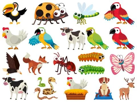 Set of isolated objects theme animals Illustrazione stock