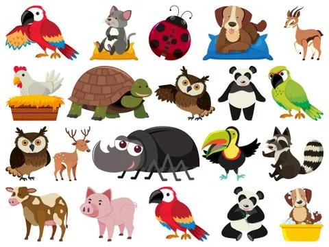 Set of isolated objects theme animals Illustrazione stock