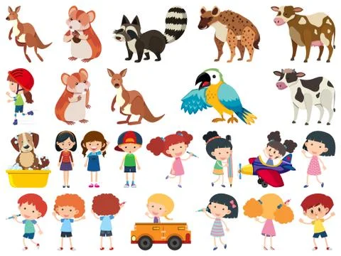 Set of isolated objects theme animals 스톡 일러스트