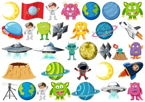 Set of isolated objects theme - astronomy Stock Illustration