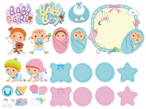 Set of isolated objects theme baby Illustrazione stock