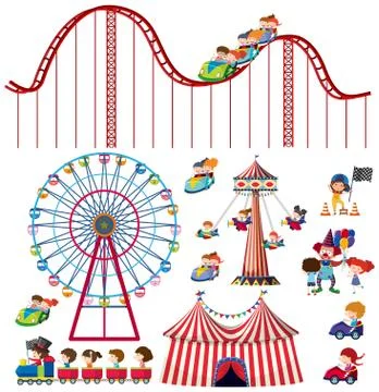 Set of isolated objects theme circus Stockillustratie