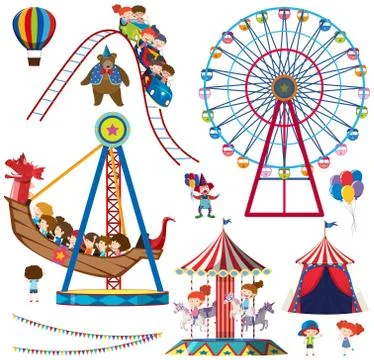 Set of isolated objects theme circus Stockillustratie