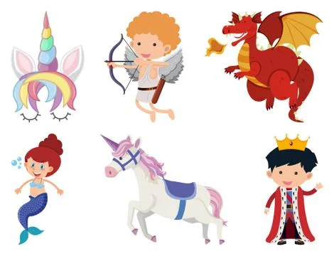 Set of isolated objects theme fairytale Illustrazione stock