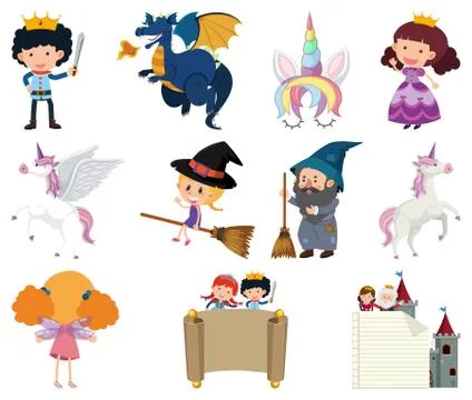 Set of isolated objects theme fairytale 스톡 일러스트
