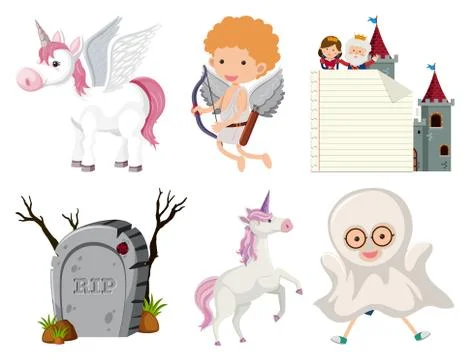 Set of isolated objects theme fairytale Stock Illustration