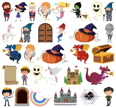 Set of isolated objects theme fairytale Stock Illustration