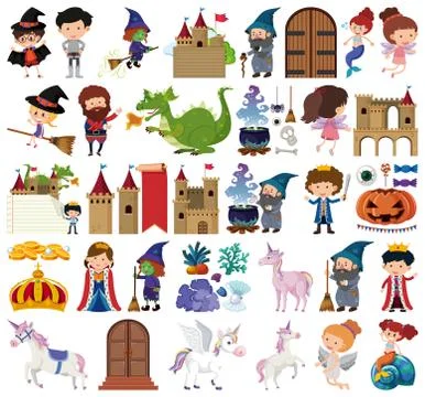 Set of isolated objects theme fairytale イラスト素材