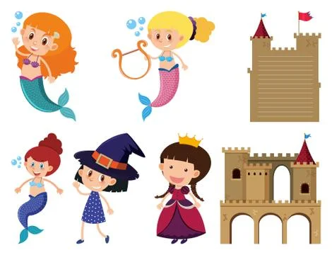 Set of isolated objects theme fairytale 스톡 일러스트