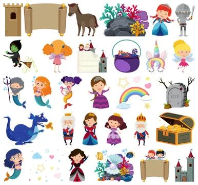 Set of isolated objects theme fairytale Stock Illustration