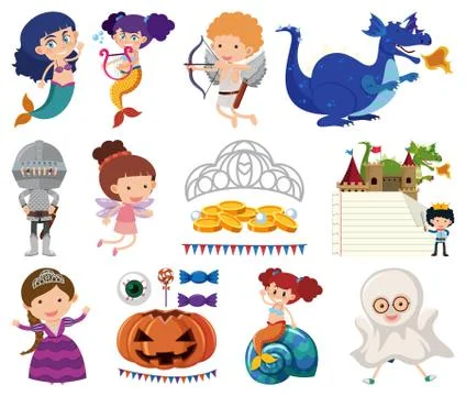 Set of isolated objects theme fairytale イラスト素材