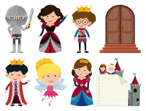 Set of isolated objects theme fairytales Stock Illustration