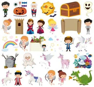 Set of isolated objects theme fairytales Stock Illustration