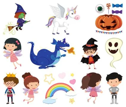 Set of isolated objects theme fairytales Stock Illustration