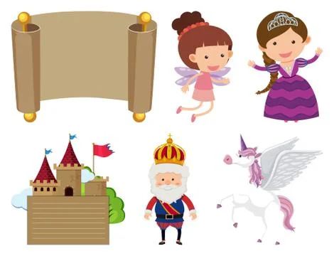 Set of isolated objects theme fairytales Stock Illustration