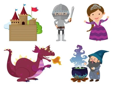 Set of isolated objects theme fairytales イラスト素材