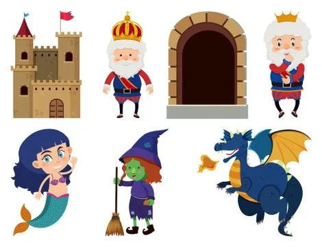 Set of isolated objects theme fairytales イラスト素材
