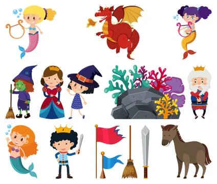 Set of isolated objects theme fairytales イラスト素材