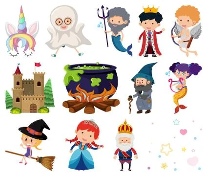 Set of isolated objects theme fairytales イラスト素材