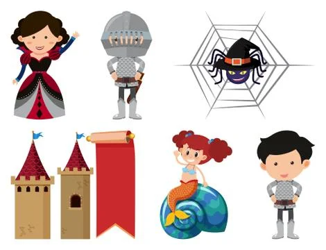 Set of isolated objects theme fairytales 스톡 일러스트