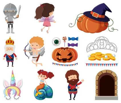Set of isolated objects theme fairytales Stock Illustration