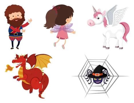 Set of isolated objects theme fairytales Illustrazione stock