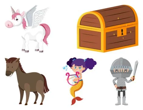 Set of isolated objects theme fairytales Stock Illustration
