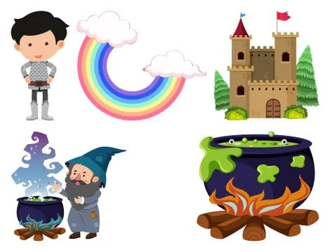 Set of isolated objects theme fairytales イラスト素材