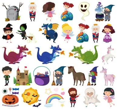 Set of isolated objects theme fairytales Illustrazione stock
