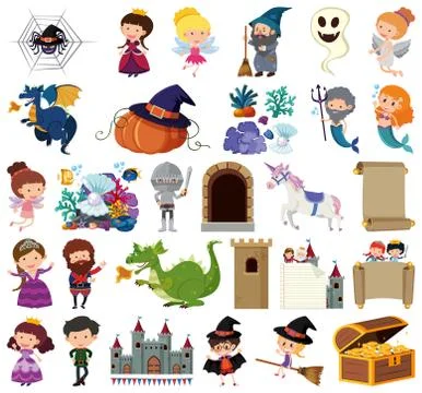 Set of isolated objects theme fairytales イラスト素材