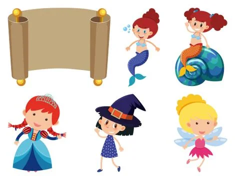 Set of isolated objects theme fairytales Stock Illustration