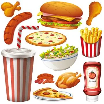 Set of isolated objects theme fastfood Stock Illustration